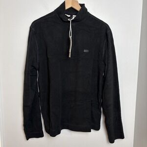 Rains Men's Medium Addis Fleece Half‎ Zip Black Pullover Long Sleeve NEW